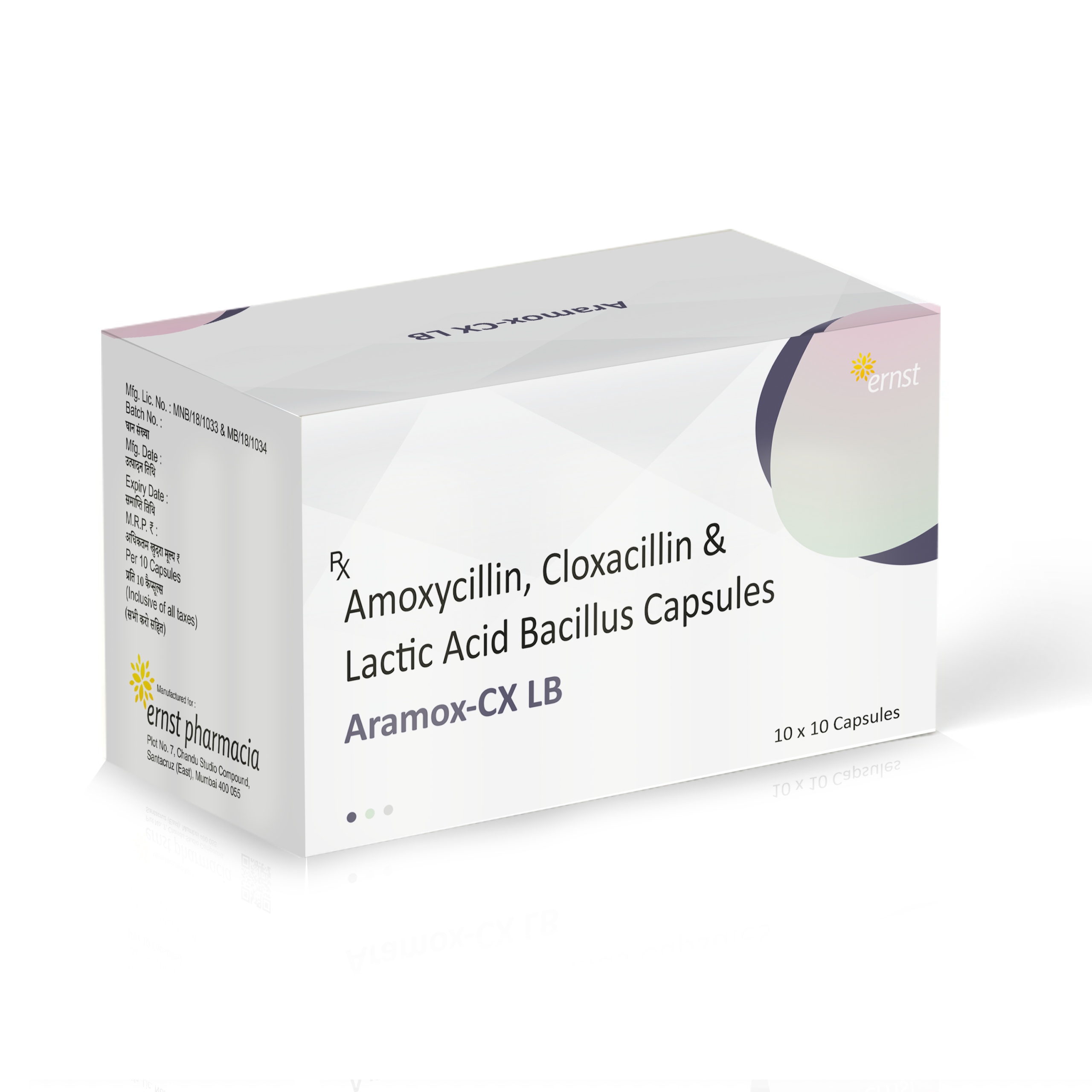 Amoxicillin Cloxacillin & Lactic Acid Bacillus Capsules - ARAMOX CX LB - Ernst Pharmacia