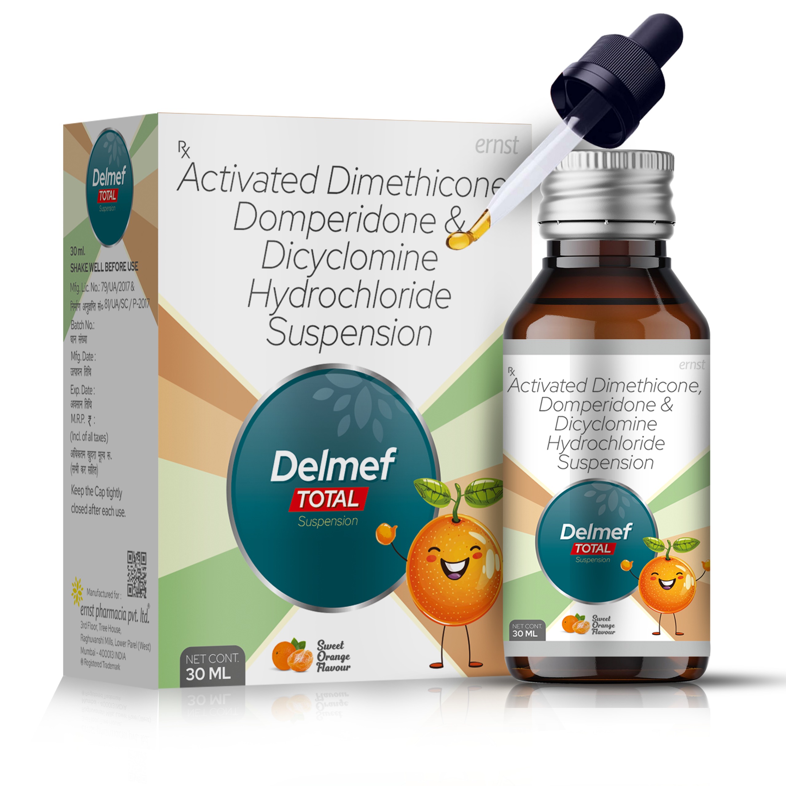 Activated Dimethicone, Domperidone & Dicyclomine Hydrochloride Suspension - DELMEF TOTAL Suspension