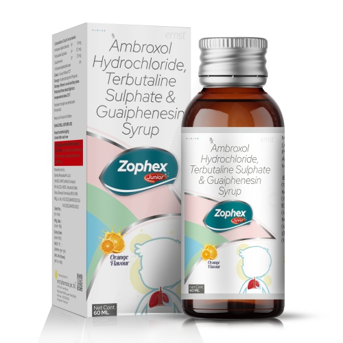 Ambroxol HCL Terbutaline Sulphate & Guaiphenesin Syrup - Zophex Junior Syrup