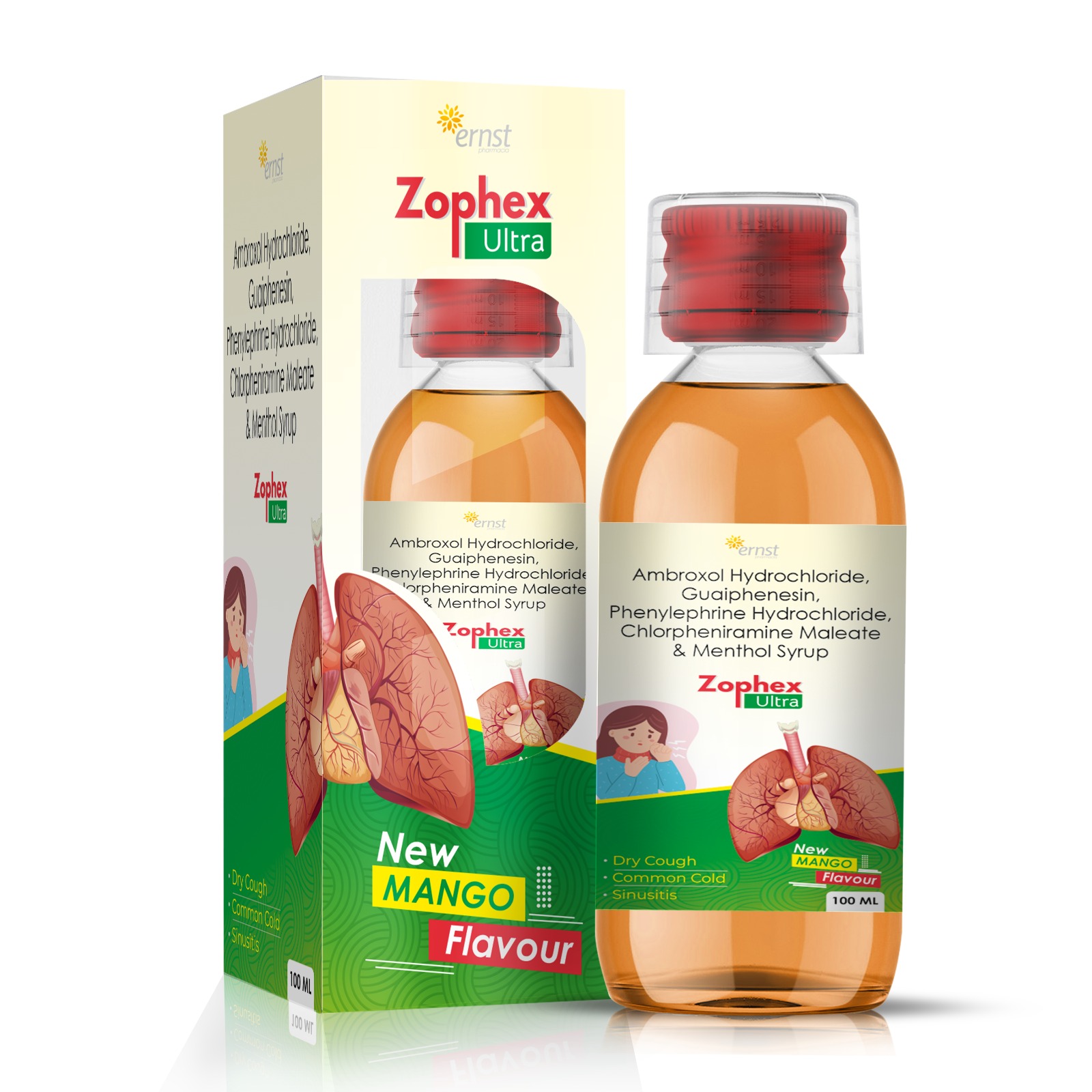 Ambroxol Hydrochloride Guaiphenesin Phenylephrine Hydrochloride Chlorpheniramine Maleate & Menthol Syrup - ZOPHEX ULTRA