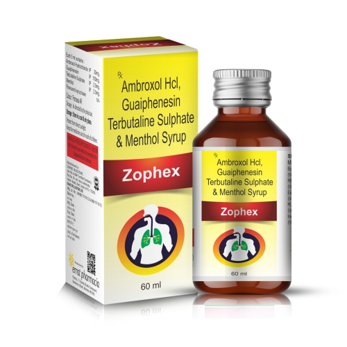 Ambroxol Hydrochloride Guaiphenesin Terbutaline Sulphate & Menthol Syrup - ZOPHEX Syrup 60 ML