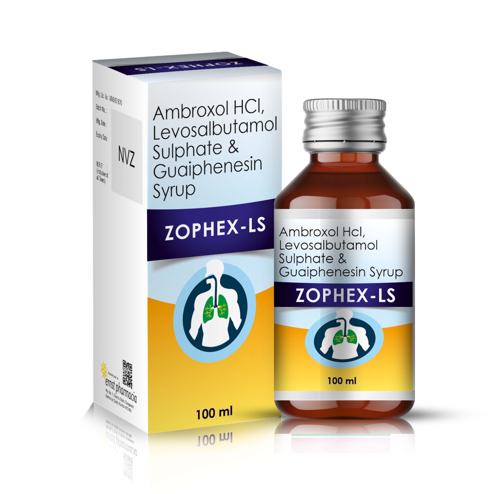 Ambroxol Hydrochloride, Levosalbutamol Sulphate & Guaiphenesin Syrup 100 ML - ZOPHEX LS 100