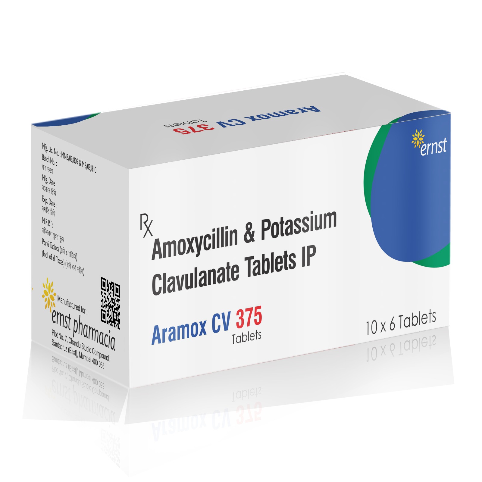 Amoxycillin & Potassium Clavulanate Tablets IP - ARAMOX CV 375 - Ernst Pharmacia