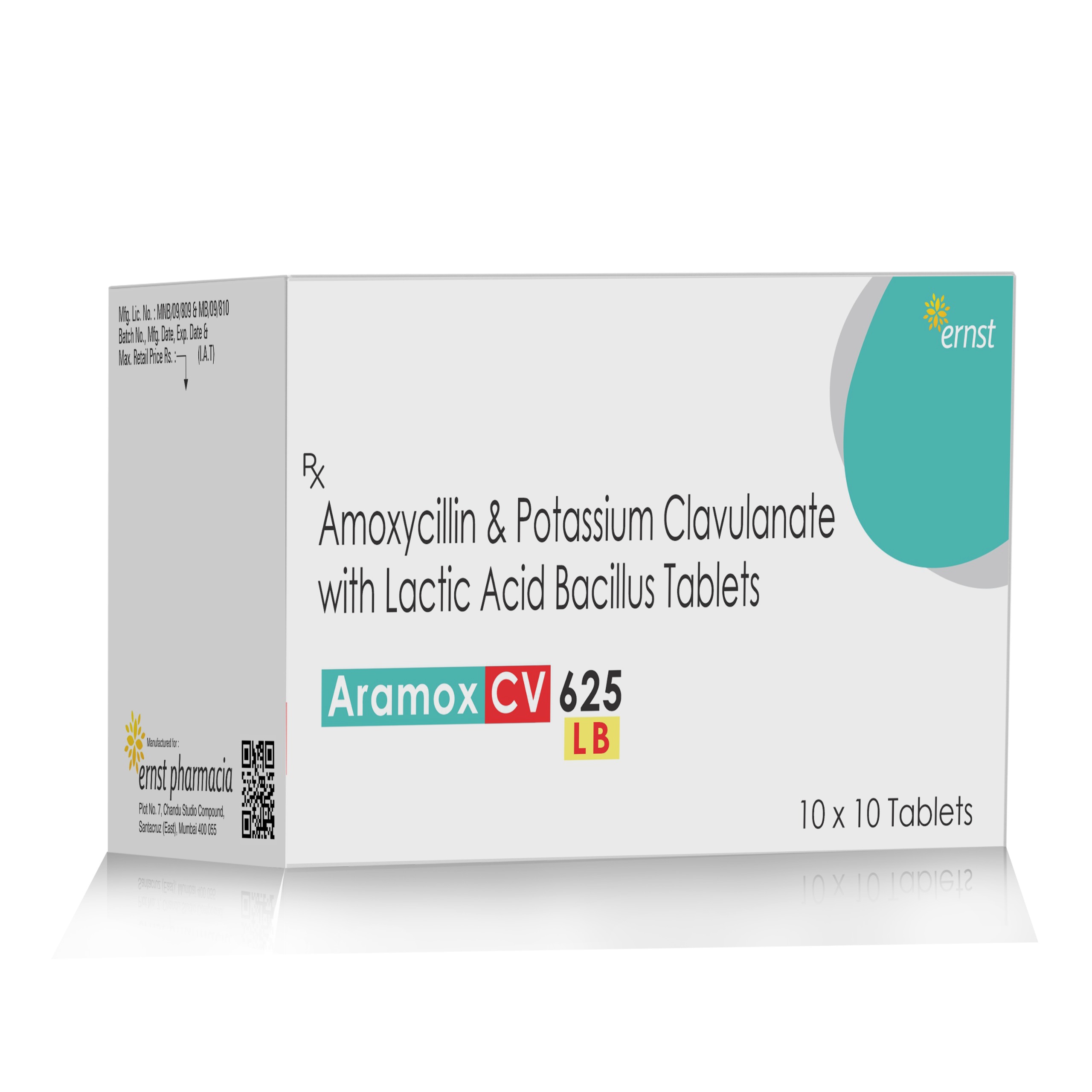 Amoxycillin & Potassium Clavulanic Lactic Acid Bacillus Tablets - ARAMOX CV 625 LB - Ernst Pharmacia