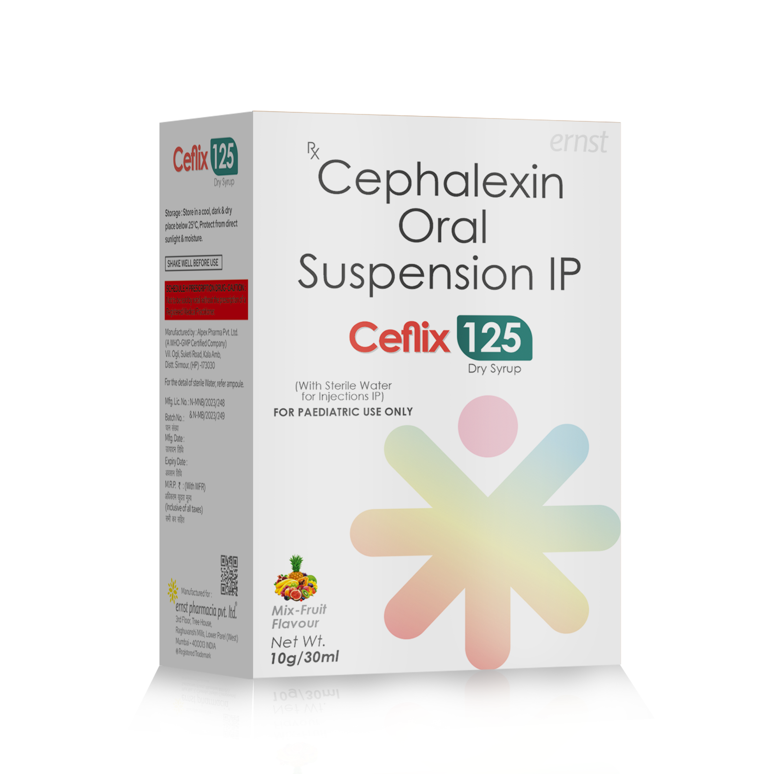 Cephalexin Oral Suspension IP 125 Mg - CEFLIX 125 Suspension - Ernst Pharmacia
