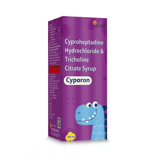 Cyproheptadine HCL & Tricholine Citrate Syrup - CYPORON Syrup - Ernst Pharmacia