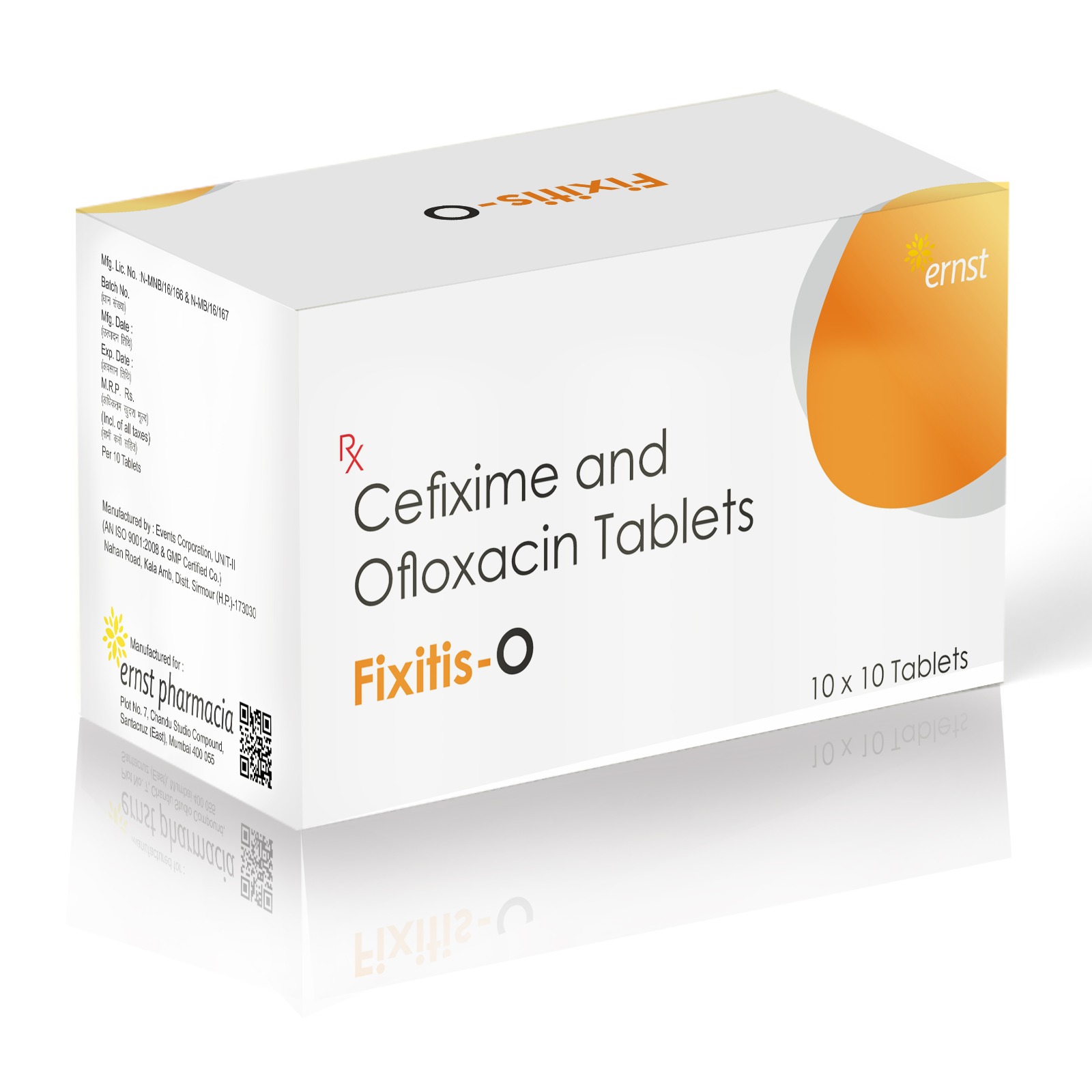 Cefixime & Ofloxacin Tablets - FIXITIS O Tablets - Ernst Pharmacia