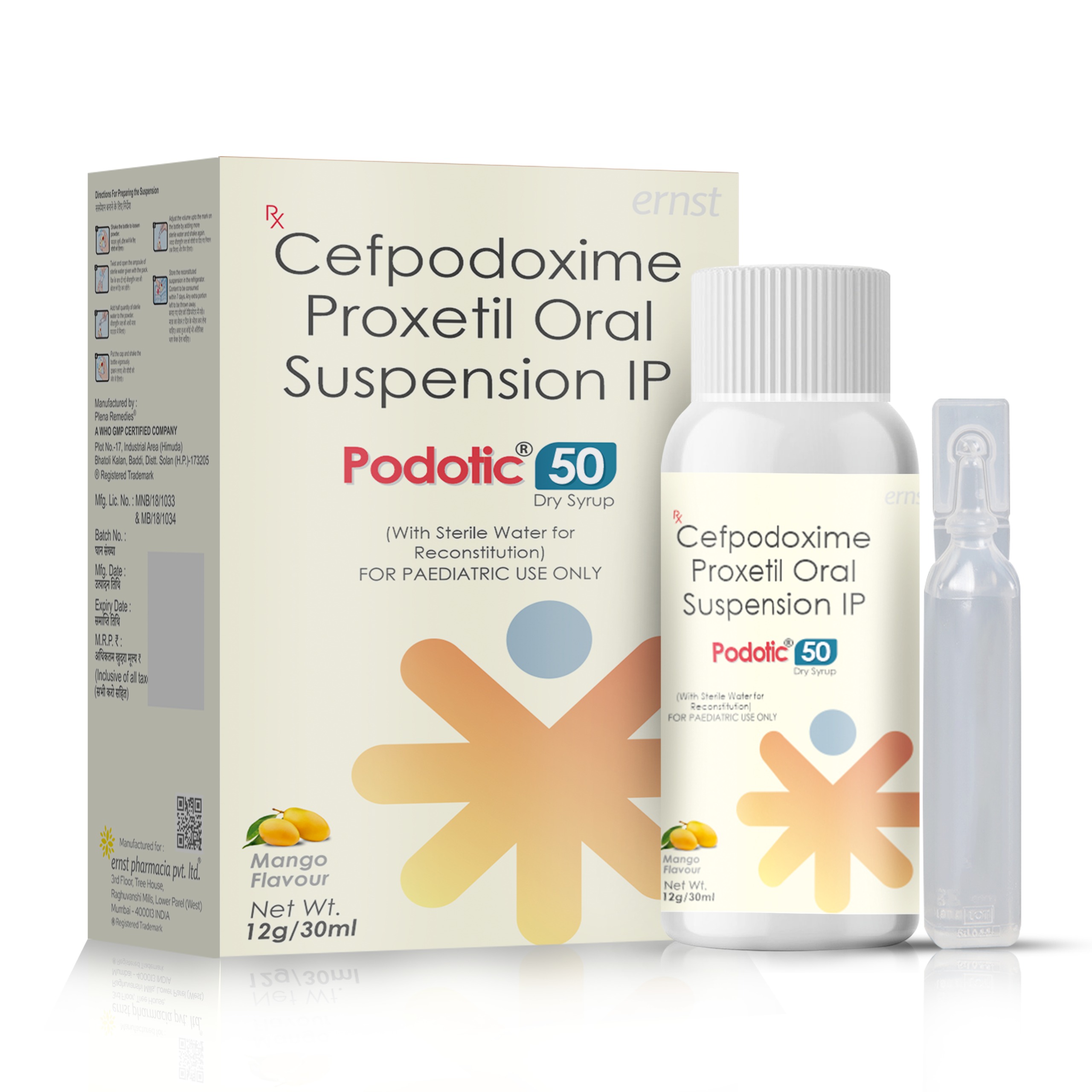 Cefpodoxime Proxetil Oral Suspension IP - PODOTIC 50 Dry Syrup