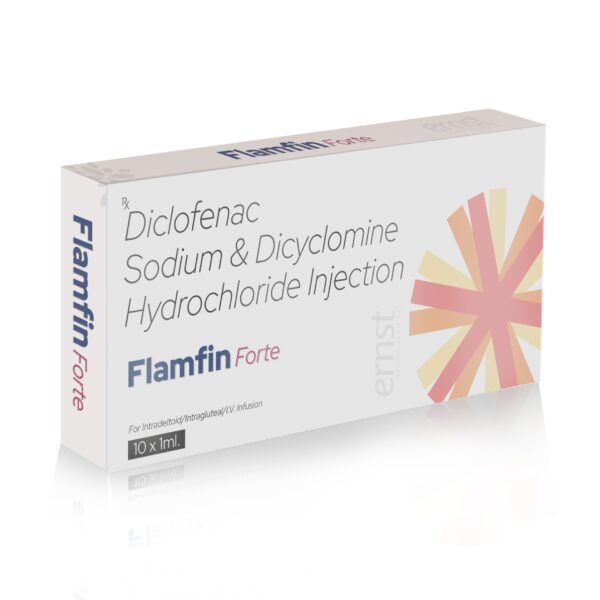 Dicyclomine Hydrochloride & Diclofenac Injection - FLAMFIN FORTE Injection - Ernst Pharmacia