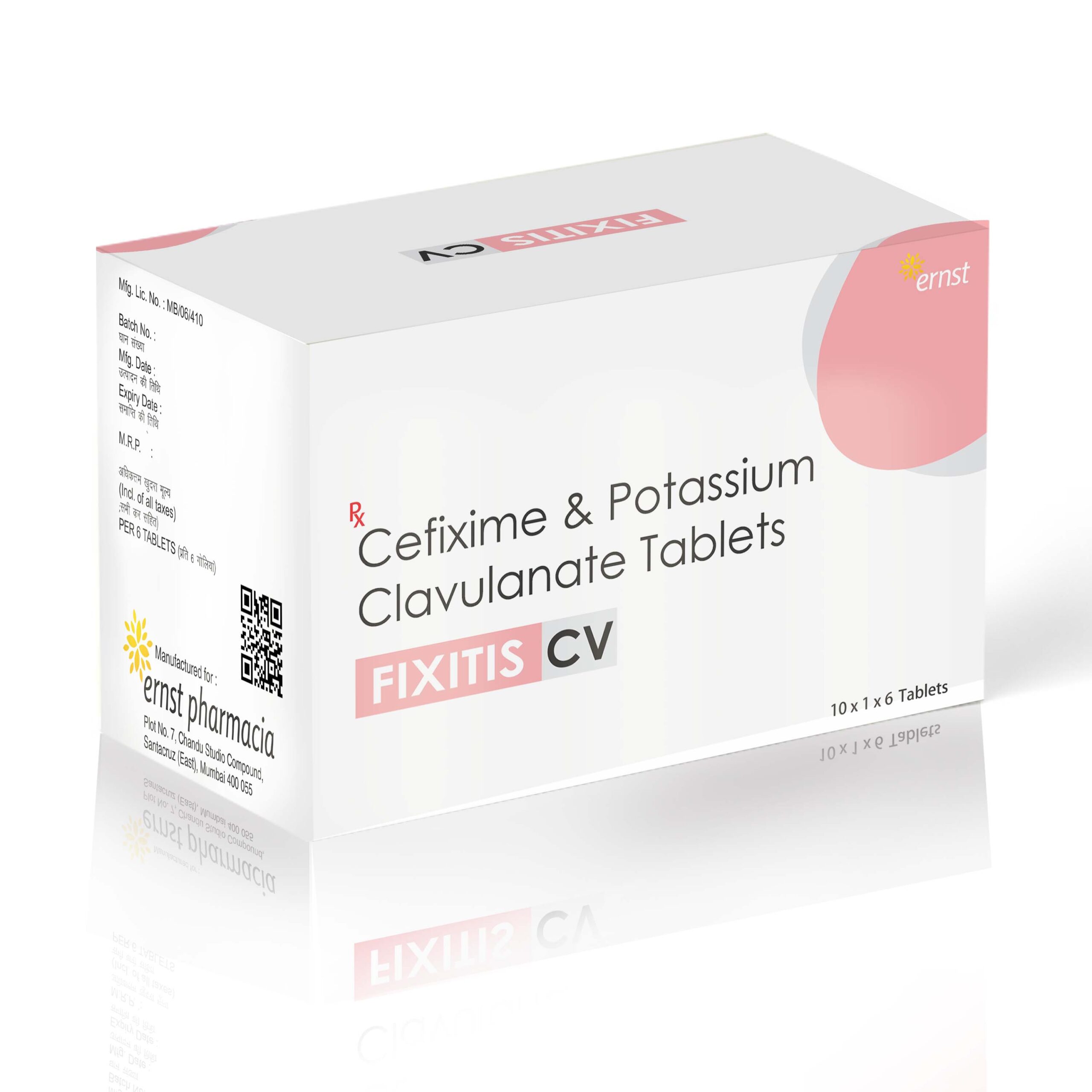 Cefixime & Potassium Clavulanic Tablets - FIXITIS CV Tablets - Ernst Pharmacia