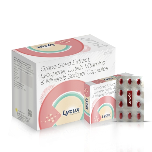 Grape Seed Extract Lycopene Lutein & Antioxidant Softgel Capsules - LYCUX Softgel Capsules - Ernst Pharmacia