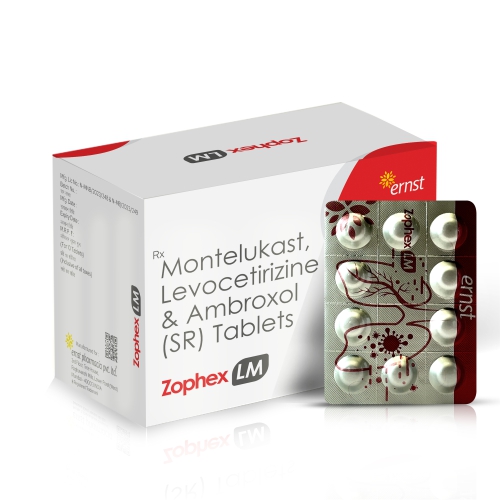 Levocetirizine Dihydrochloride, Montelukast & Ambroxol (SR) Tablets - ZOPHEX LM Tablets