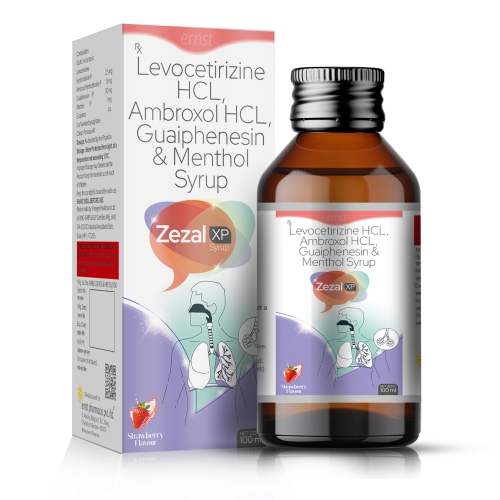 Levocetirizine Hydrochloride Acid Ambroxol HCL & Guaiphenesin Menthol Syrup - ZEZAL XP Syrup