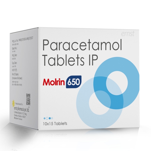 Paracetamol Tablet IP 650 MG - MOLRIN 650 Tablets - Ernst Pharmacia