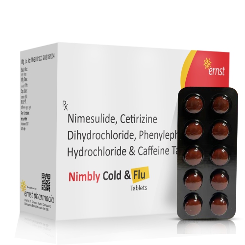 Nimesulide Cetirizine Dihydrochloride Phenylephrine Hydrochloride & Caffeine Tablets - NIMBLY COLD & FLU
