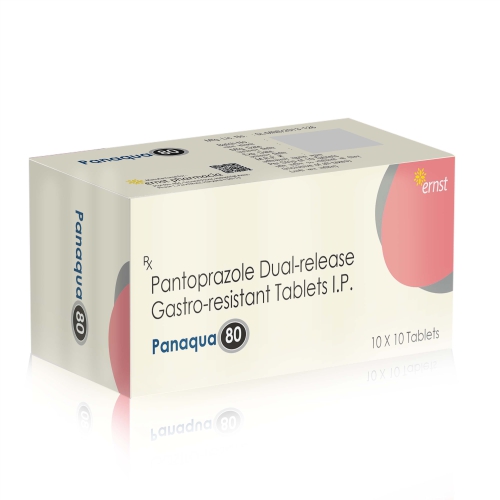 Pantoprazole Dual Release Gastro Resistant Tablets IP - PANAQUA 80 Tablets - Ernst Pharmacia