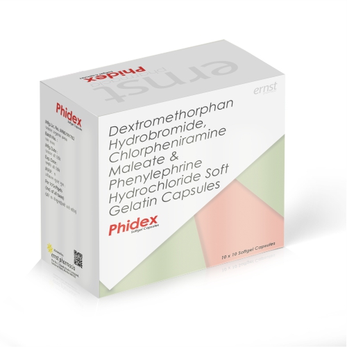 Dextromethorphan Hydrobromide Chlorpheniramine Maleate & Phenylephrine Hydrochloride Soft Gelatin Capsules - PHIDEX SOFTGEL - Ernst Pharmacia
