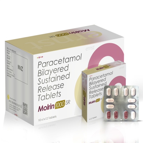 Paracetamol Bilayered Sustained Release Tablets - MOLRIN 1000 SR Tablets