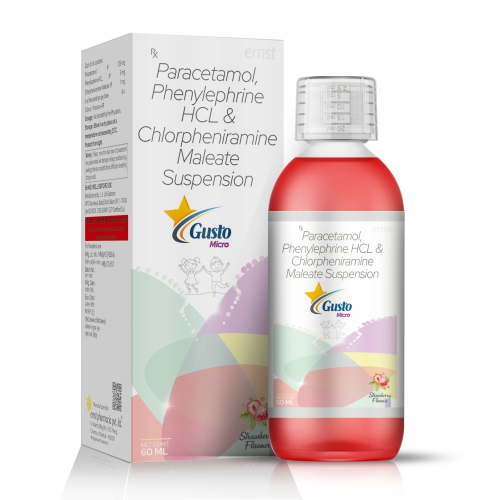 Paracetamol Phenylephrine HCL & Chloropheniramine Maleate Suspension - GUSTO Micro Suspension