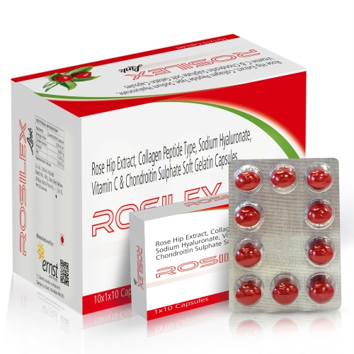 ROSILEX LINK Soft Gelatin Capsules - Rose Hip Extract Collagen Peptide Sodium Hyaluronate Vitamin C & Chondroitin Sulphate Soft Gelatin Capsules