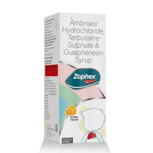 Ambroxol HCL Terbutaline Sulphate & Guaiphenesin Syrup - Zophex Junior Syrup - Ernst Pharmacia