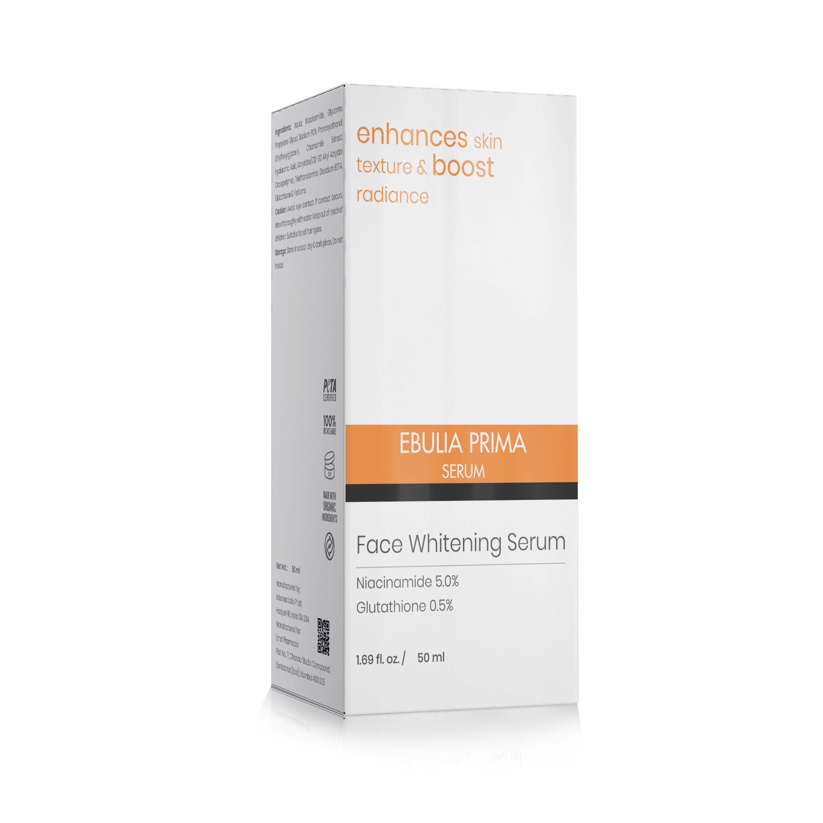 Face Whitening Serum with Niacinamide + Glutathione - EBULIA PRIMA - Ernst Pharmacia