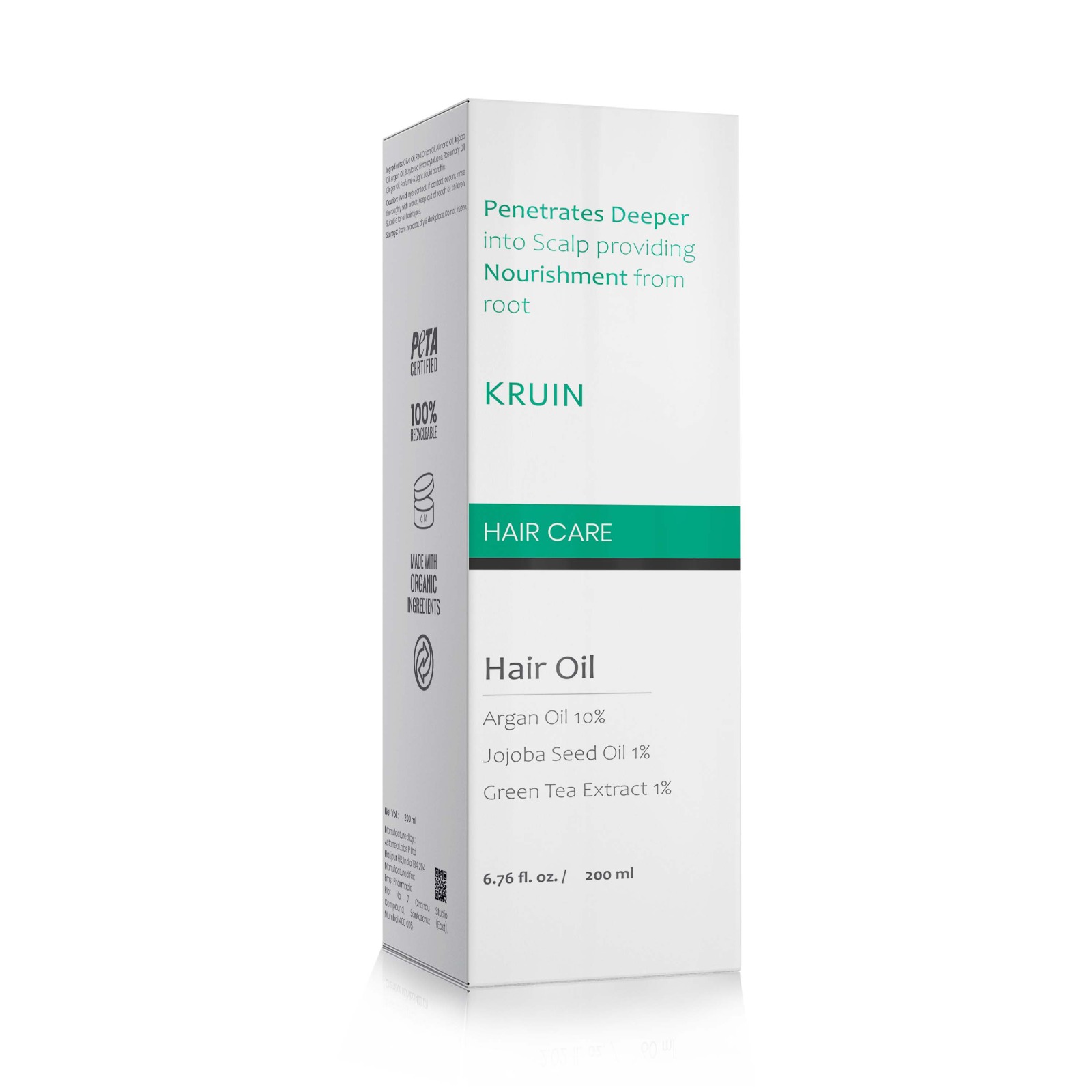 Hair Oil with Argan Oil, Jojoba Seed Oil & Green Tea Extract - KRUIN Hair Oil - Ernst Pharmacia