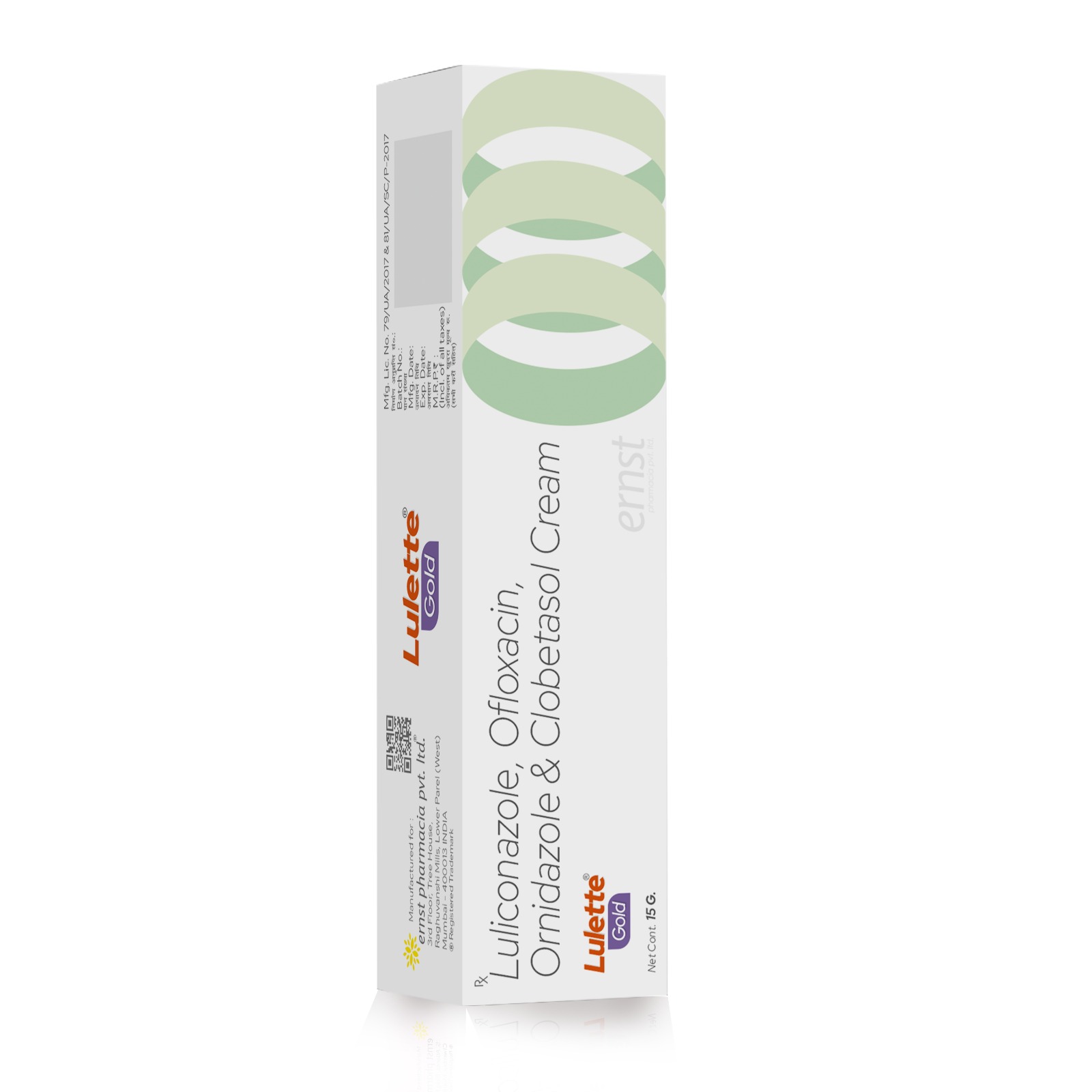Luliconazole, Ofloxacin, Ornidazole & Clobetasol Cream - Lulette Gold - Ernst Pharmacia