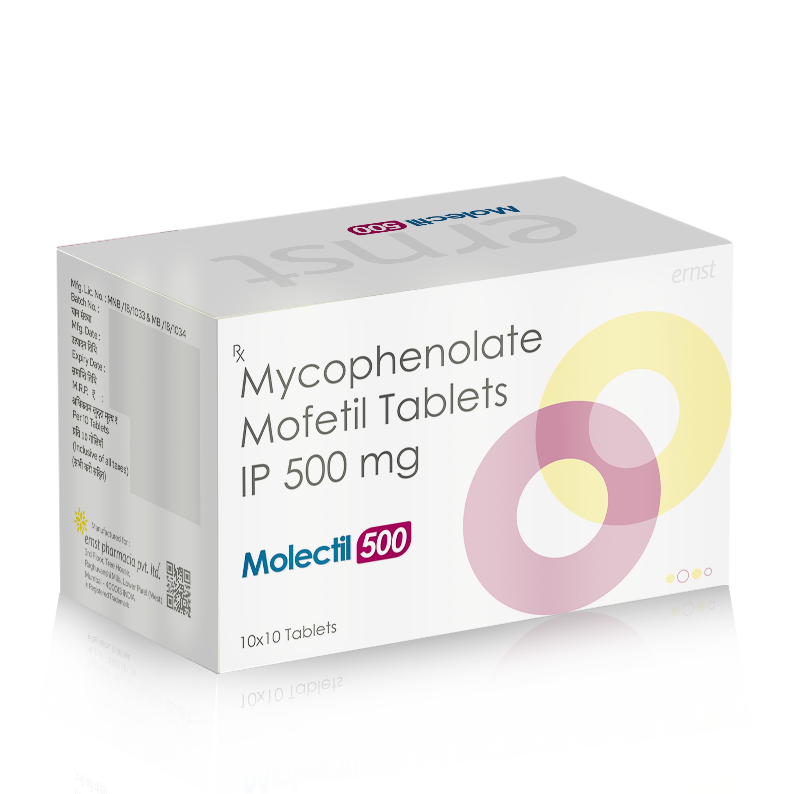 Mycophenolate Mofetil Tablets IP 500 Mg - MOLECTIL 500 Tablets - Ernst Pharmacia