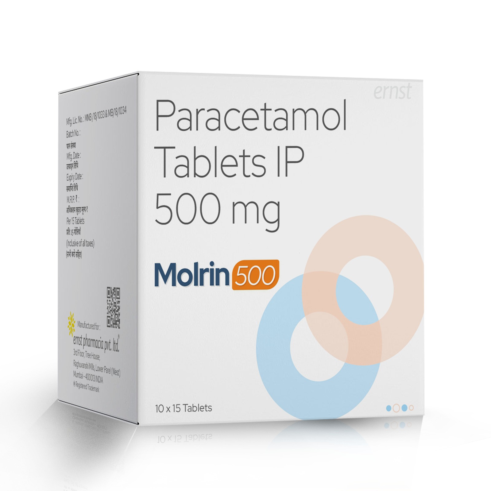Paracetamol Tablet IP 500 Mg - MOLRIN 500 - Ernst Pharmacia