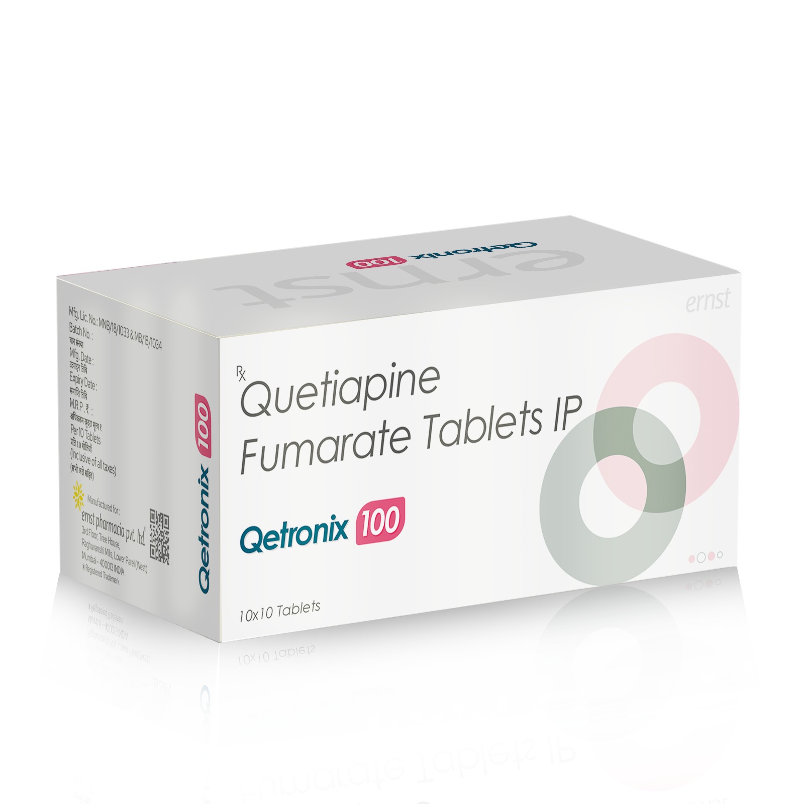 Quetiapine Fumarate Tablets IP 100 Mg - QETRONIX 100 Tablets - Ernst Pharmacia