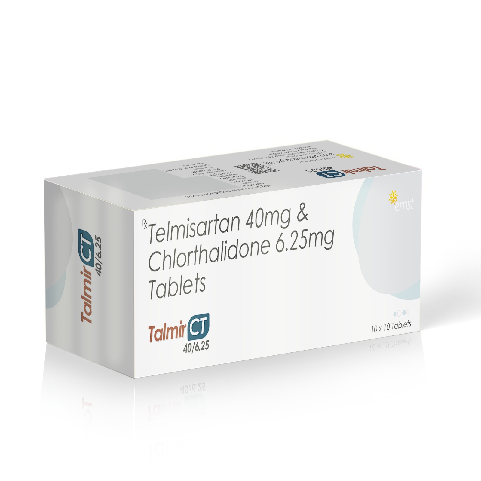 Telmisartan 40 mg + Chlorthalidone 6.5 mg Tablets - TALMIR CT 406.25 Tablets - Ernst Pharmacia