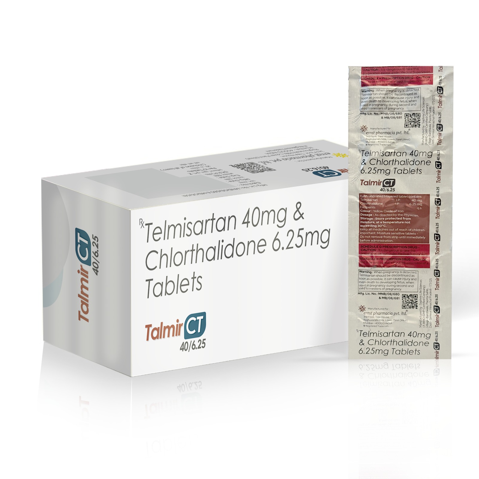 Telmisartan 40 mg + Chlorthalidone 6.5 mg Tablets
