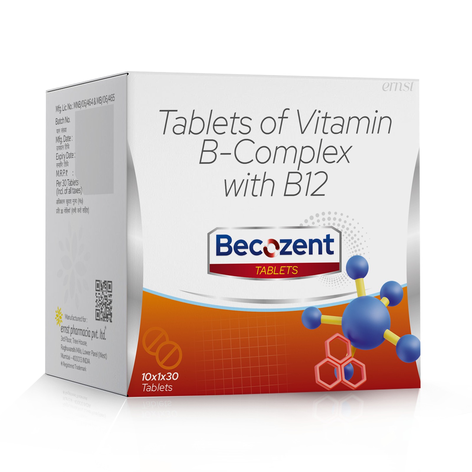 Tablets of Vitamin B-Complex with B12 - BECOZENT Tablets