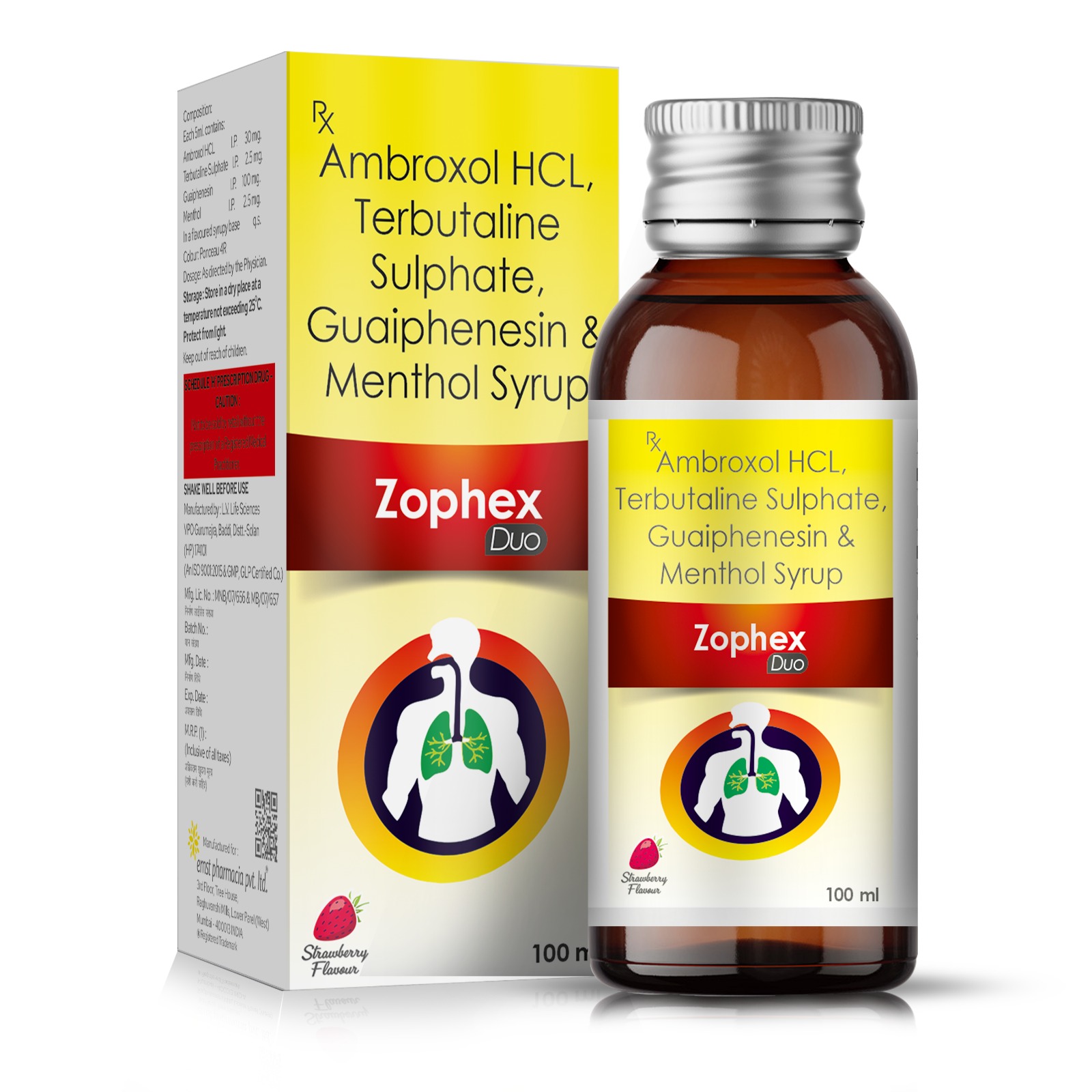 Ambroxol HCl, Terbutaline Sulphate, Guaiphenesin & Menthol Syrup